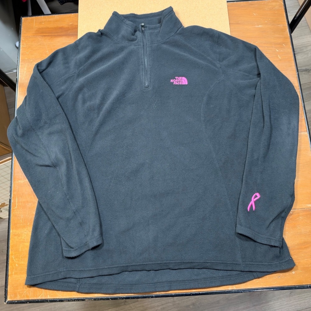 The North Face Fleece Pullover Women XL Black Excellent Pink Ribbon Awareness
